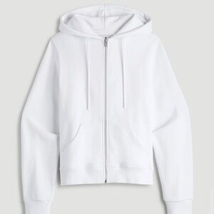 Women's White Full-Zip Hooded Sweatshirt